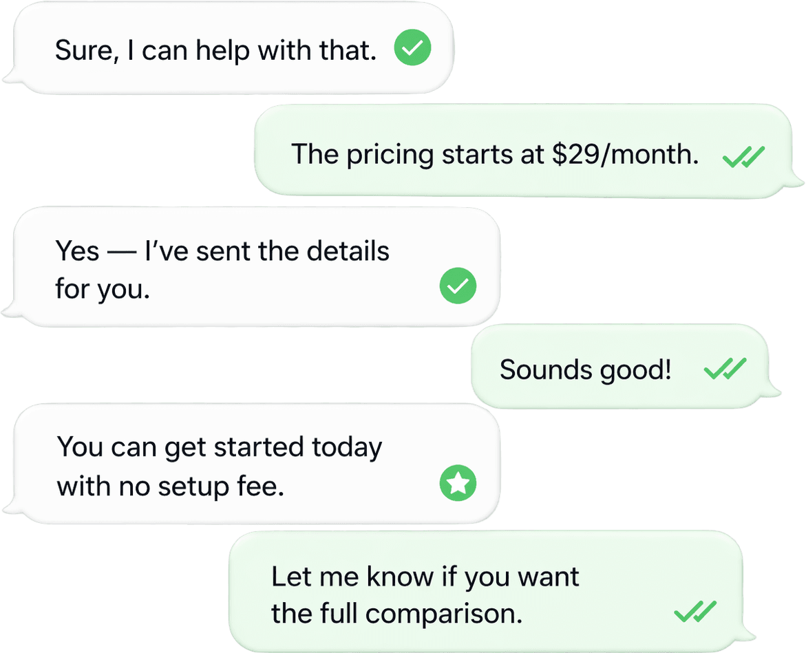 Automation workflow: Incoming Message, Trigger Filter, and Response Sent cards connected in a flow.